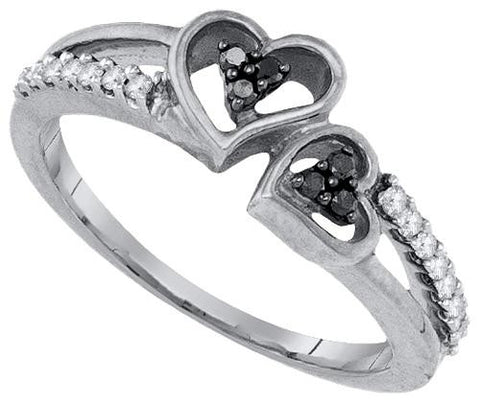 925 Sterling Silver White 0.21CTW DIAMOND HEART RING