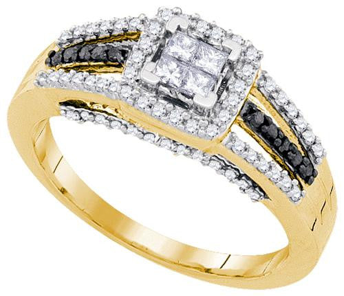 10K Yellow-gold 0.51CTW-DIA BLACK DIAMOND RING