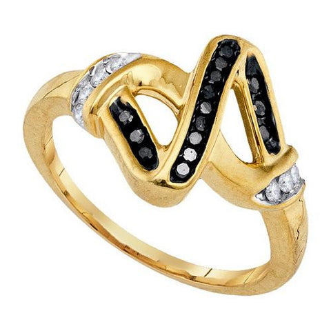 925 Sterling Silver Yellow 0.21CTW DIAMOND FASHION RING