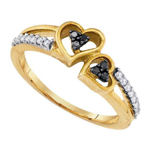 925 Sterling Silver Yellow 0.21CTW DIAMOND HEART RING