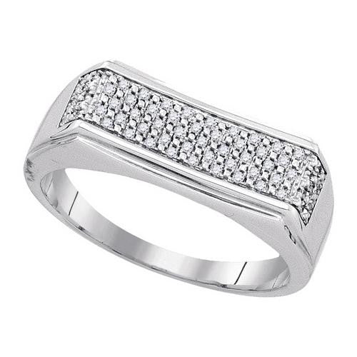 925 Sterling Silver White 0.16CTW DIAMOND MICRO-PAVE MENS RING