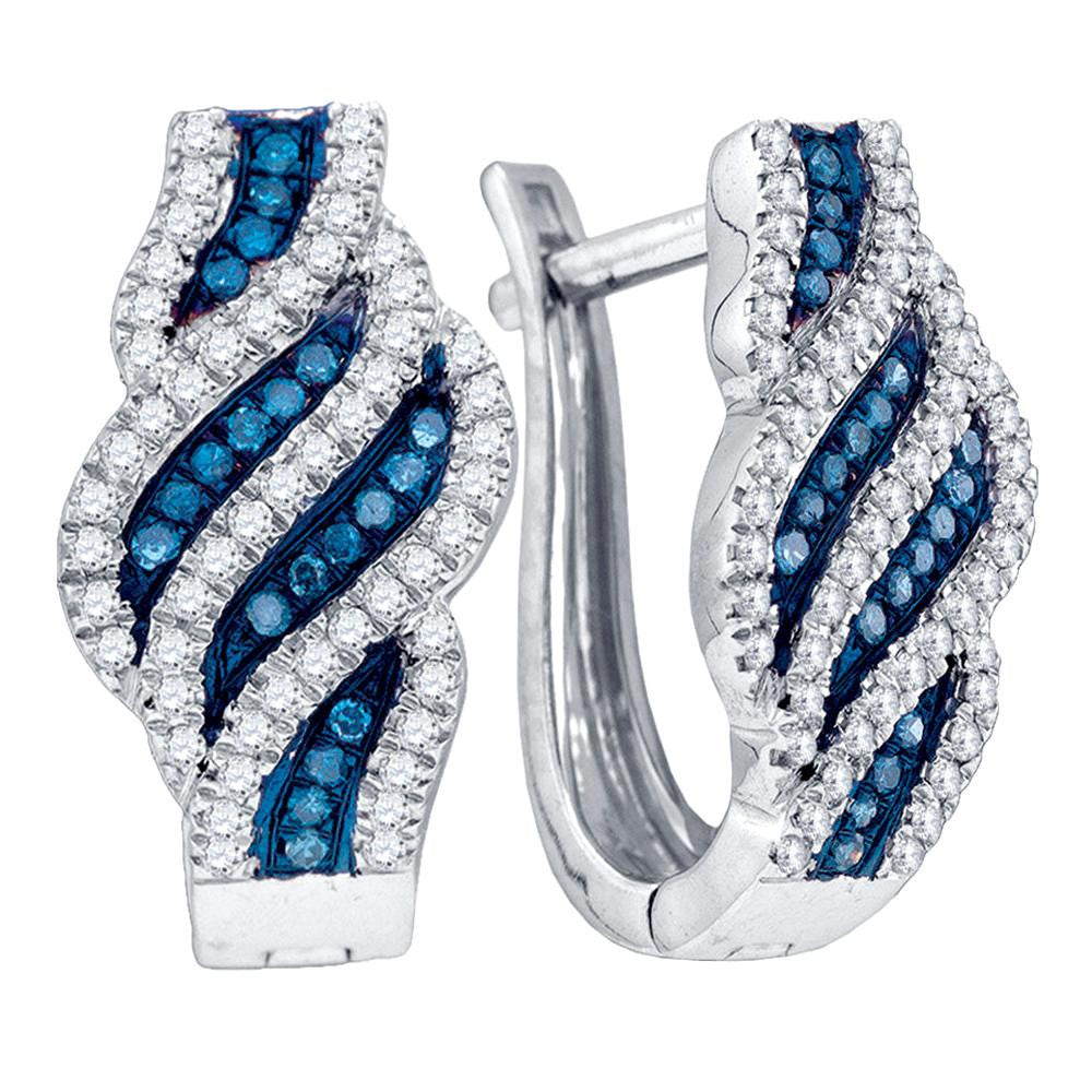 1-3CT-Diamond FASHION BLUE HOOPS