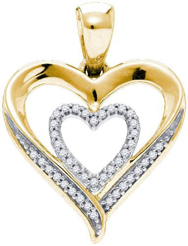 925 Sterling Silver Yellow 0.10CTW DIAMOND HEART PENDANT