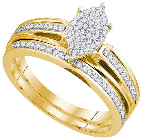 925 Sterling Silver Yellow 0.25CTW DIAMOND MICRO PAVE BRIDAL SET