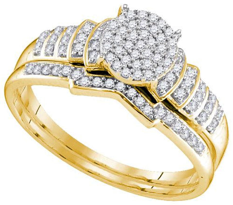 925 Sterling Silver Yellow 0.25CTW DIAMOND MICRO-PAVE BRIDAL RING