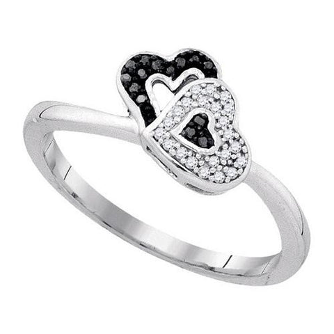 925 Sterling Silver White 0.08CTW DIAMOND HEART RING