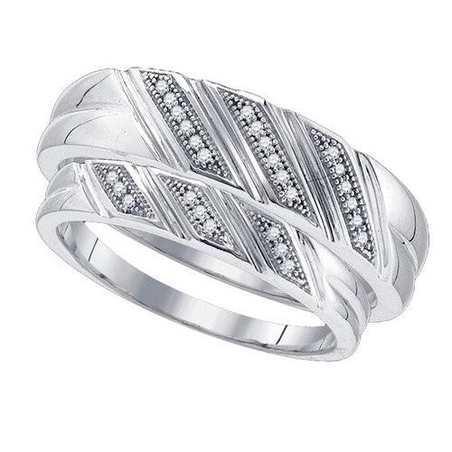 925 Sterling Silver White 0.08CTW DIAMOND DUO SET