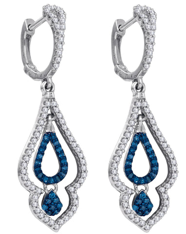 1-2CTW-Diamond MICRO-PAVE BLUE EARRING