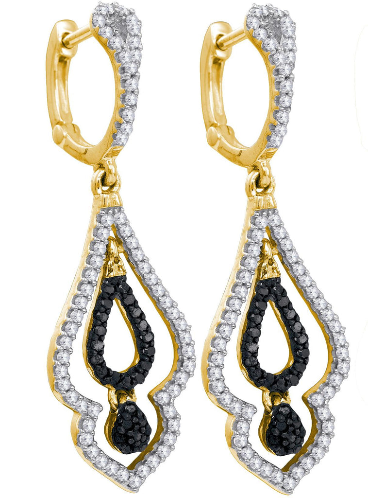 1-2CTW-Diamond MICRO-PAVE BLACK EARRING