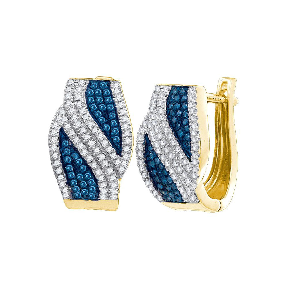 1-2CTW-Diamond MICRO-PAVE BLUE HOOPS