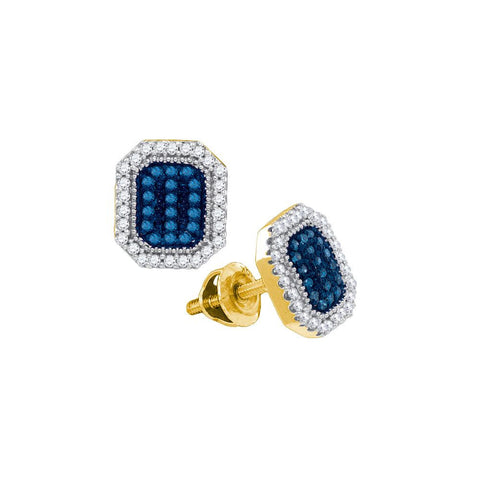 1-4CTW-Diamond MICRO-PAVE BLUE EARRING