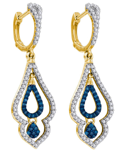 1-2CTW-Diamond MICRO-PAVE BLUE EARRING