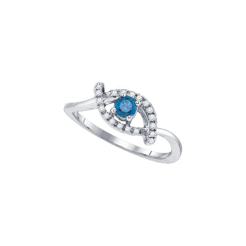 1-3CTW-Diamond 1-5CT-CRD BRIDAL BLUE RING