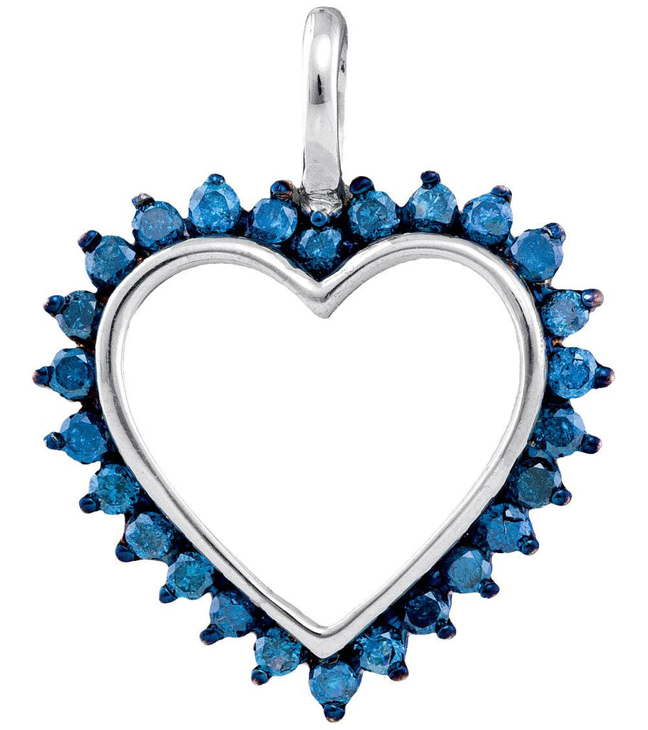 1-2CTW-Diamond HEART BLUE PENDANT