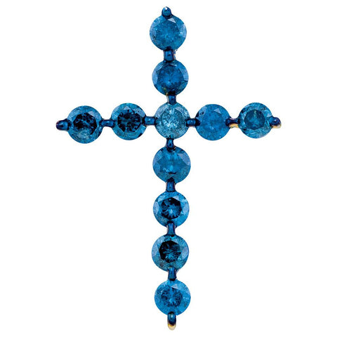 1-2CTW-Diamond CROSS BLUE PENDANT