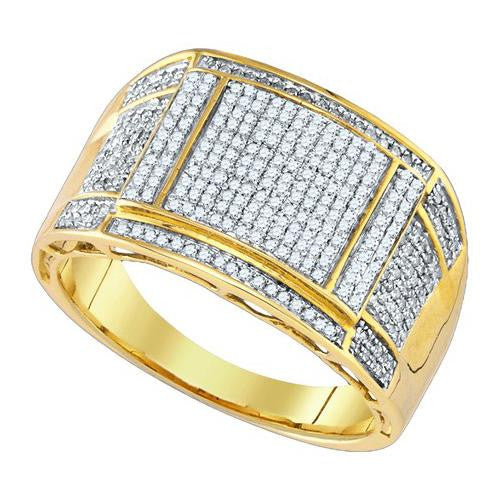 10K Yellow-gold 0.65CTW DIAMOND MICRO PAVE MENS RING