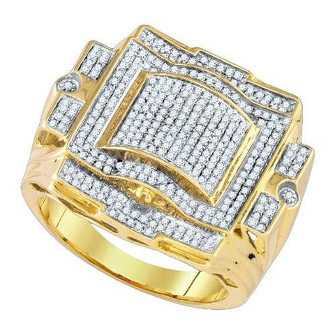 10K Yellow-gold 0.88CTW DIAMOND MICRO PAVE MENS RING