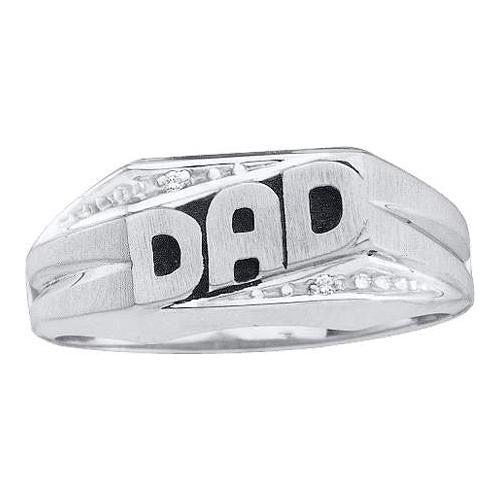 10KT White Gold 0.01CTW DIAMOND "DAD" RING