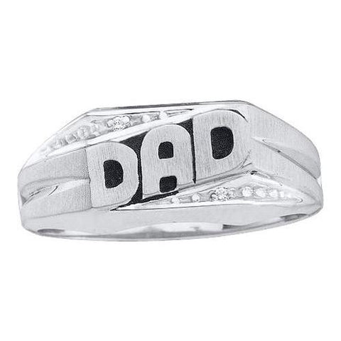 10KT White Gold 0.01CTW DIAMOND "DAD" RING