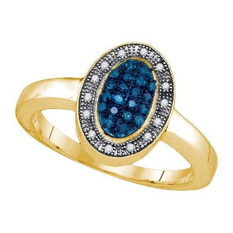 10KT Yellow Gold 0.17CTW BLUE DIAMOND FASHION RING