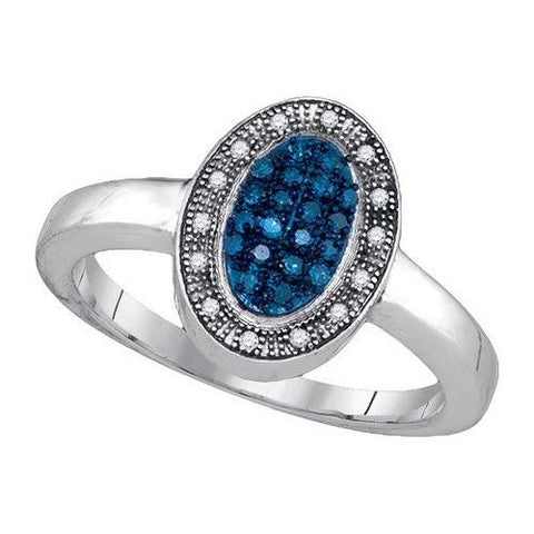 10KT White Gold 0.17CTW BLUE DIAMOND FASHION RING