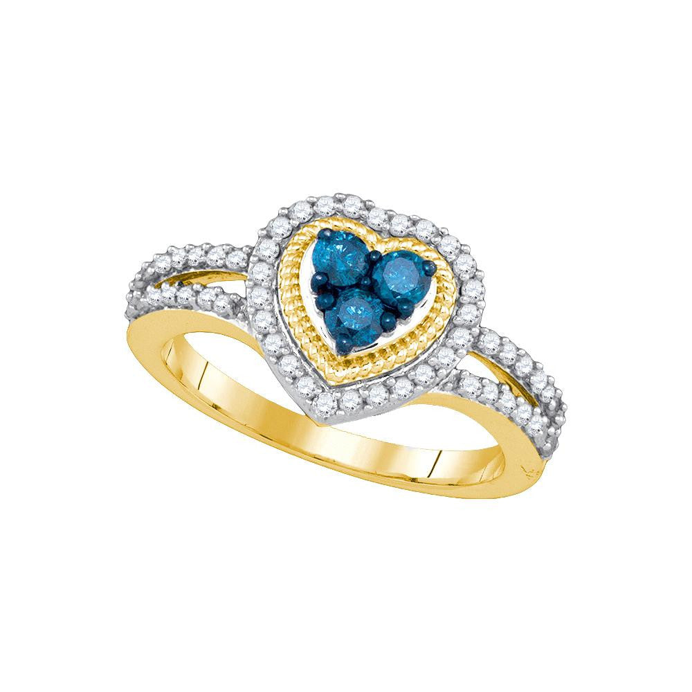 3-4CTW-Diamond FASHION HEART BLUE RING