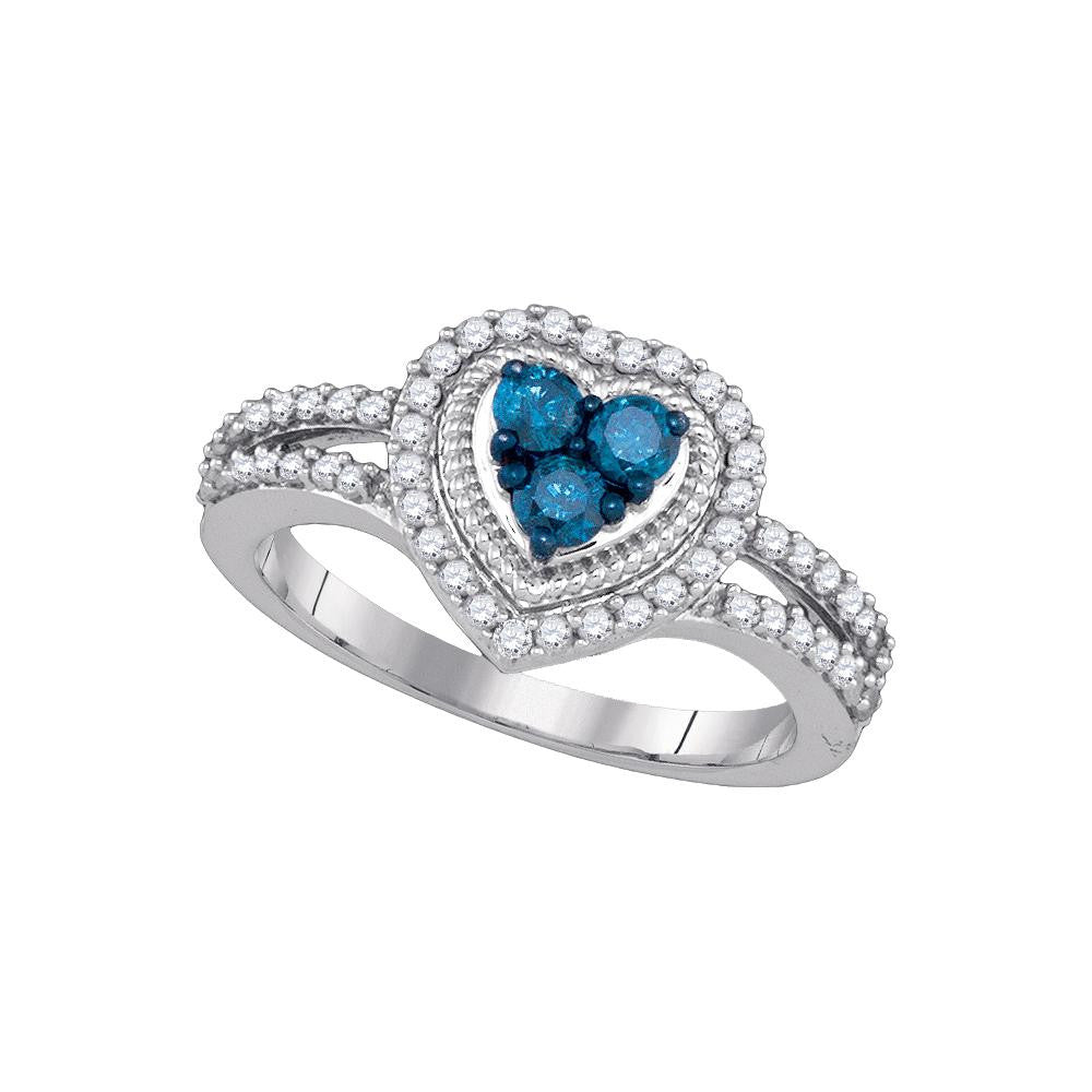 3-4CTW-Diamond FASHION HEART BLUE RING