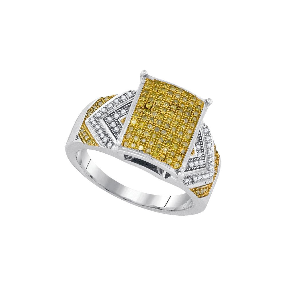 1-2CTW-Diamond MICRO-PAVE BRIDAL YELLOW RING