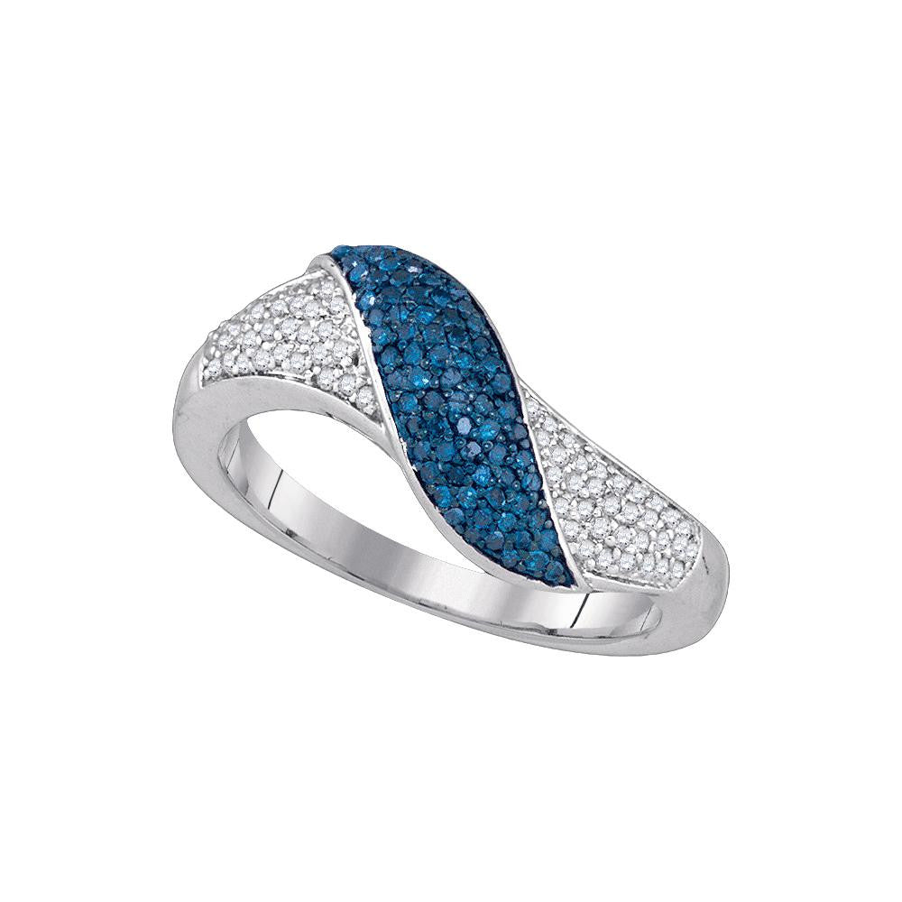 1-2CTW-Diamond MICRO-PAVE BLUE RING