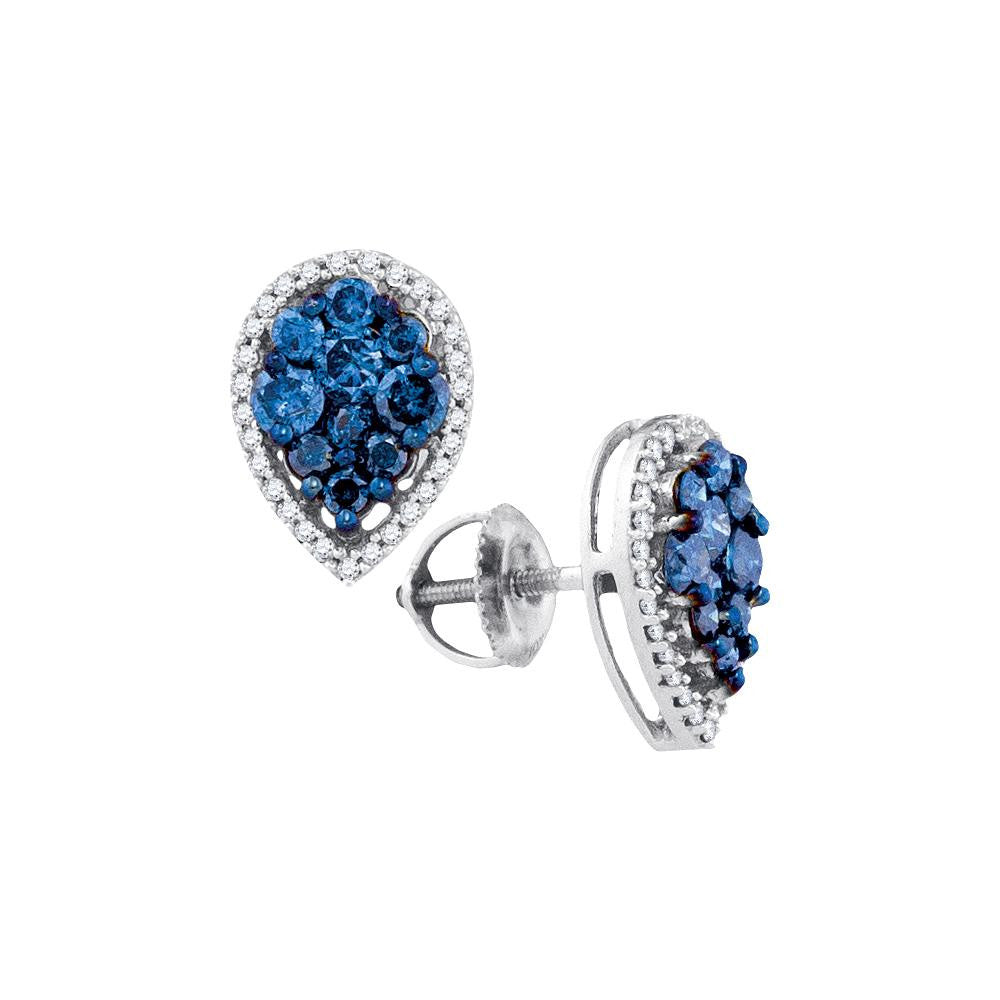 1 CTW-Diamond BLUE PEAR EARRINGS