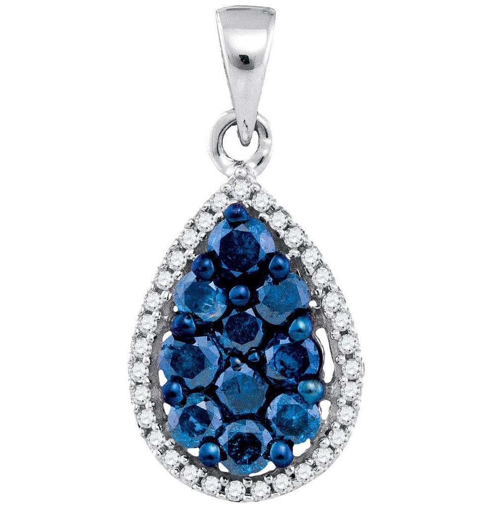 3-4CTW-Diamond BLUE-PEAR PENDANT