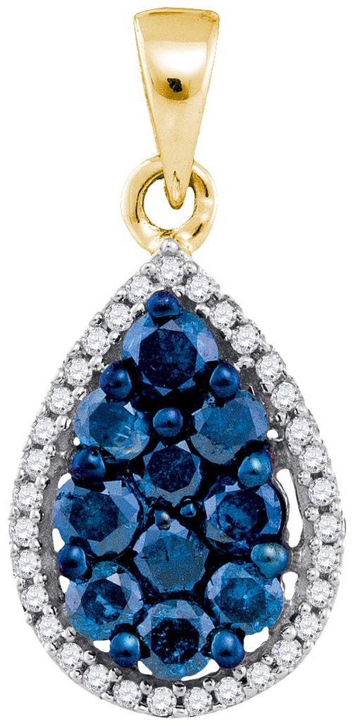 3-4CTW-Diamond BLUE-PEAR PENDANT