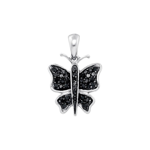 1-3CTW-Diamond BUTTERFLY BLACK PENDANT