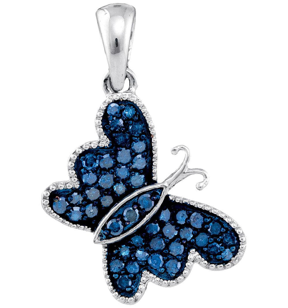 1-3CTW-Diamond BUTTERFLY BLUE PENDANT