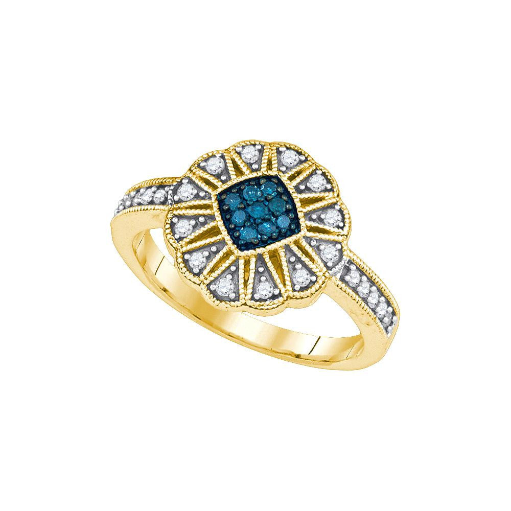 1-4CTW-Diamond FASHION BLUE RING