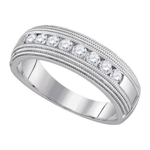 10KT White Gold 0.50CTW DIAMOND MACHINE-SET BAND