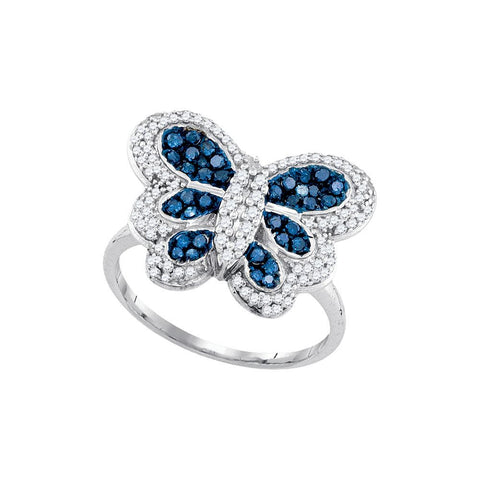 3-4CTW-Diamond BUTTERFLY BLUE RING