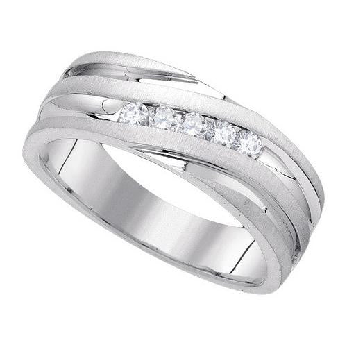 10KT White Gold 0.27CTW DIAMOND MACHINE-SET BAND