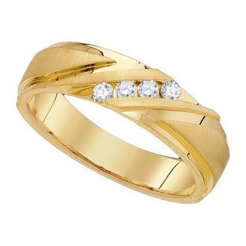 10K Yellow-gold 0.16CTW DIAMOND MACHINE-SET BAND