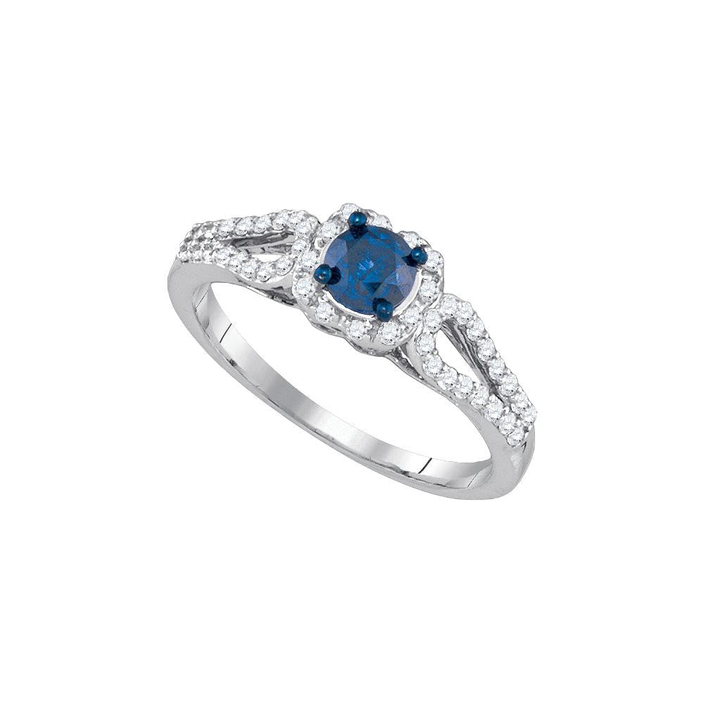 3-4CTW-Diamond BRIDAL BLUE RING