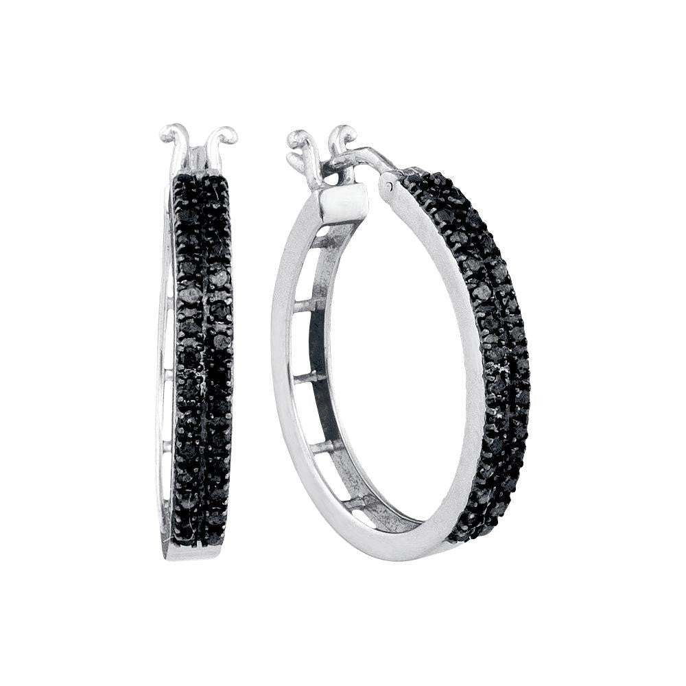 1-2CTW-Diamond FASHION BLACK HOOPS