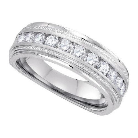 10KT White Gold 1.00CTW DIAMOND MACHINE-SET BAND