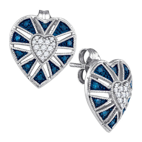 1-4CTW-Diamond HEART BLUE EARRINGS