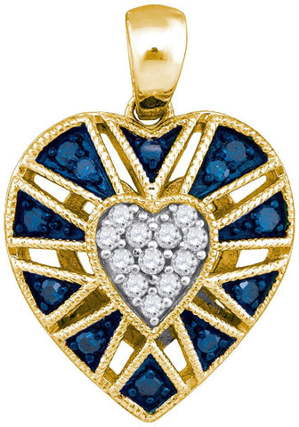 1-4CTW-Diamond HEART BLUE PENDANT