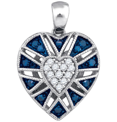 1-4CTW-Diamond HEART BLUE PENDANT