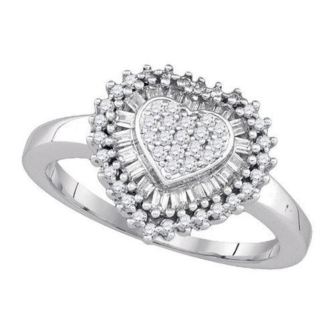 925 Sterling Silver White 0.49CTW DIAMOND FASHION RING