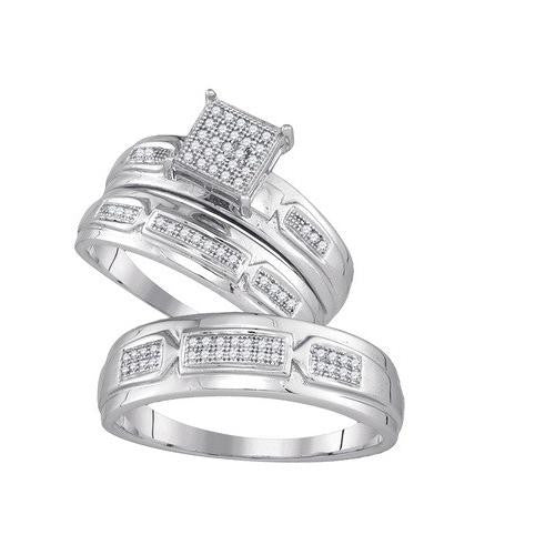 925 Sterling Silver White 0.20CTW DIAMOND MICRO-PAVE TRIO SET