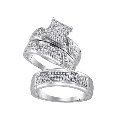 925 Sterling Silver White 0.33CTW DIAMOND MICRO-PAVE TRIO SET