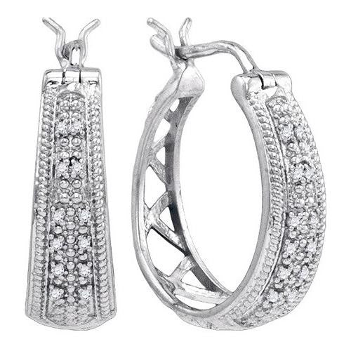 925 Sterling Silver White 0.09CTW DIAMOND FASHION EARRINGS