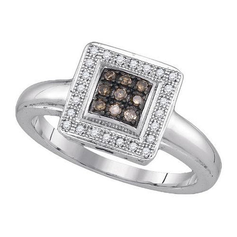 925 Sterling Silver White 0.16CTW DIAMOND FASHION RING